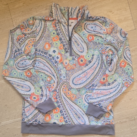 Vera Bradley Tops - Vera Bradley Quarter Zip Multi-Colored Paisley Print Sweatshirt